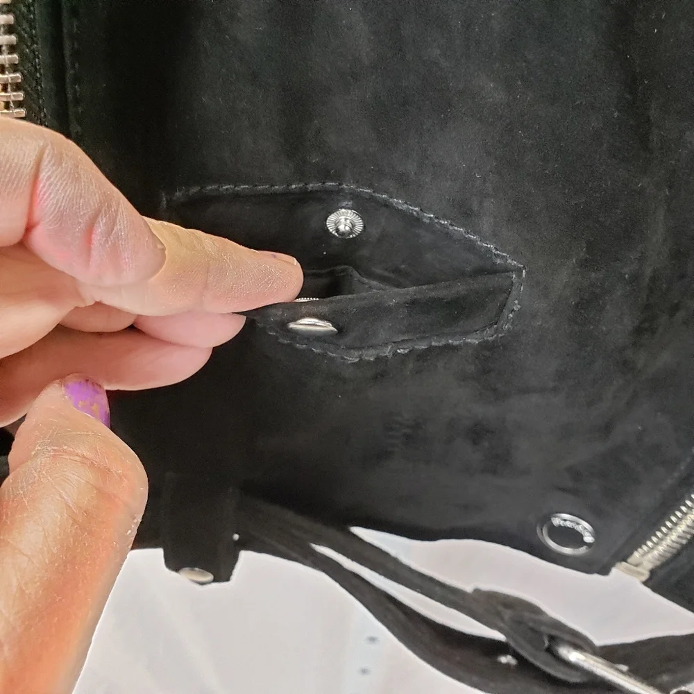 Blank NYC Black Suede Leather Moto Jacket Silver Zippers And Hardware - Picture 2 of 12